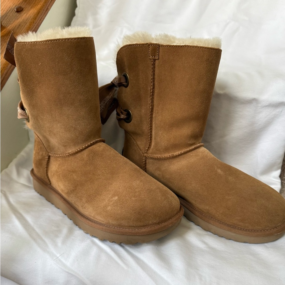 UGG Tan Suede Winter Boots with Shearling Lining